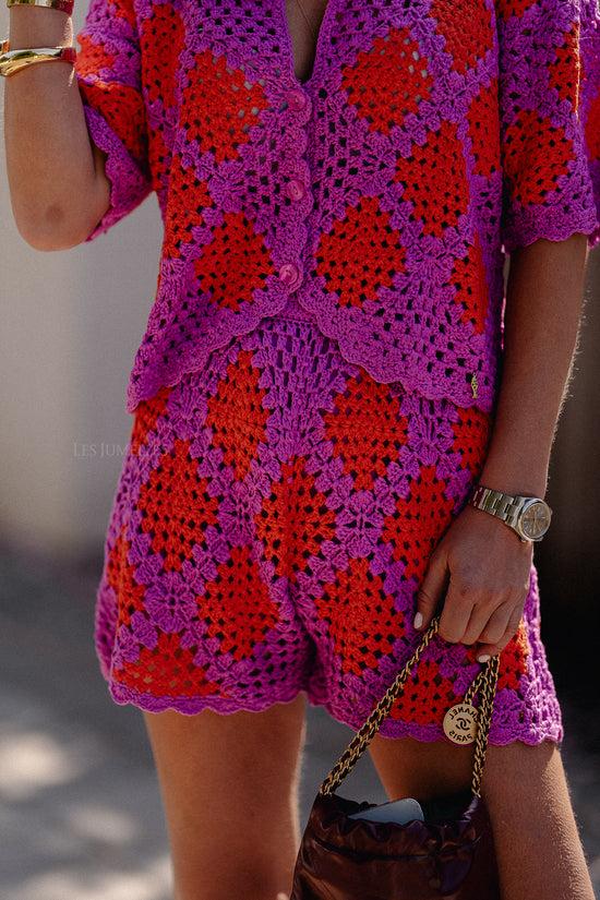 les jumelles Loca short vivid viola/sunset orange