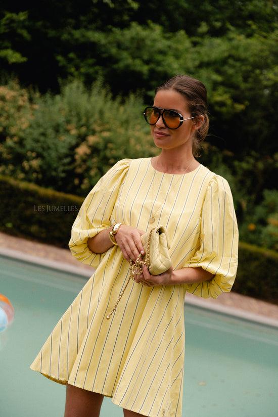 les jumelles Loua jurk gele streep