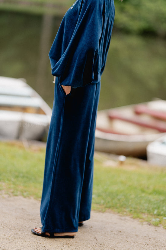 Les Jumelles Lucie Fluwelen Broek Marineblauw