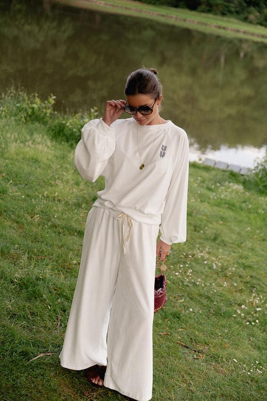 Les Jumelles Lucie Fluwelen Broek Wit