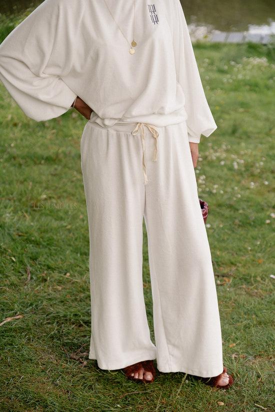 les jumelles Lucie fluwelen broek wit