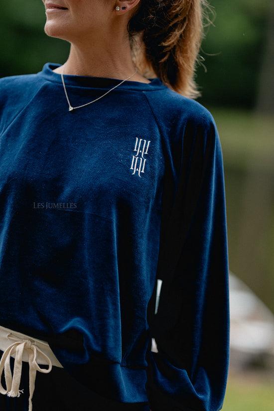 Les Jumelles Lucie Velvet Sweater Navy
