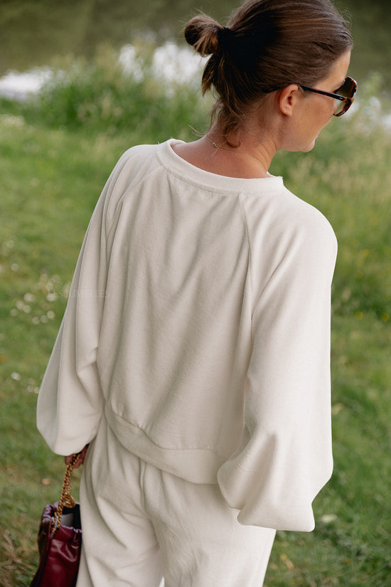 Les Jumelles Lucie Velvet Sweater White