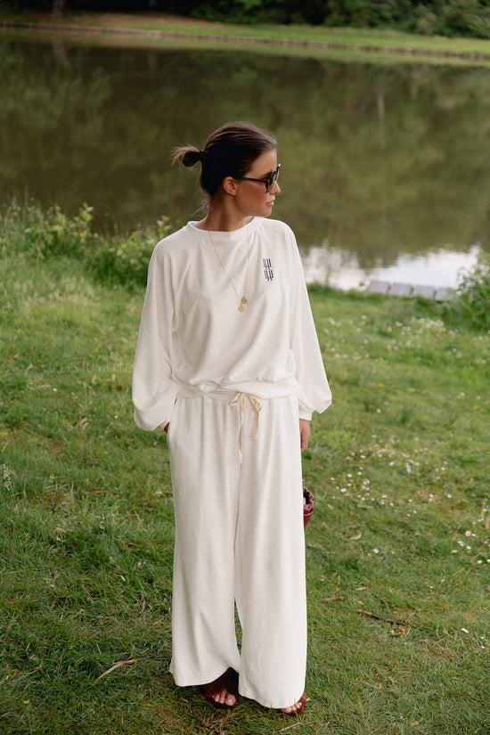 Les Jumelles Lucie Velvet Sweater White