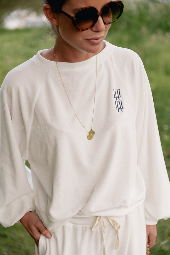 Les Jumelles Lucie Velvet Sweater White