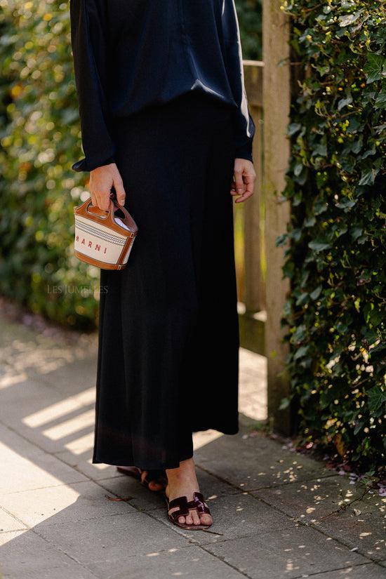 Les Jumelles Manon Satin Skirt Navy