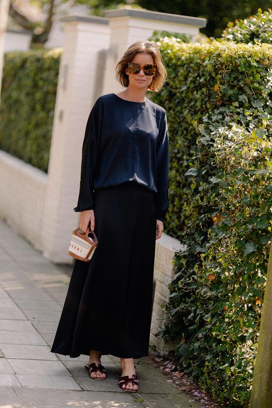 Les Jumelles Manon Satin Top Navy