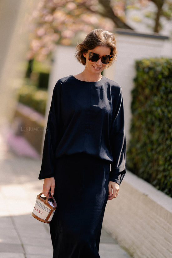 Les Jumelles Manon Satin Top Navy