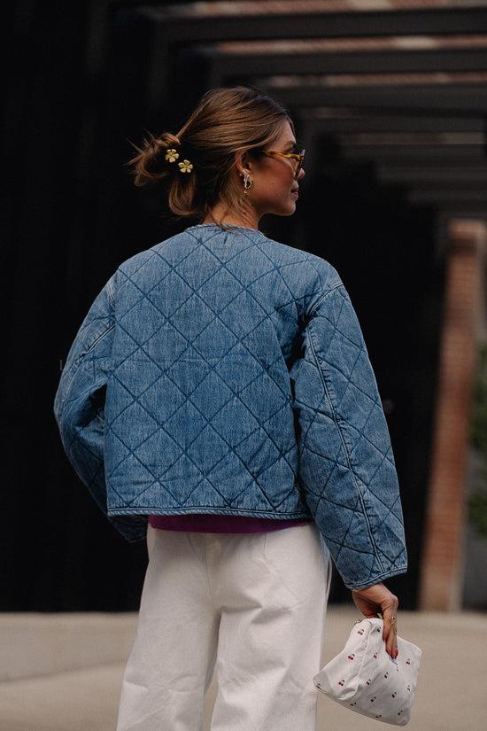 Les Jumelles Margo Denim Padded Jacket Mid Blue