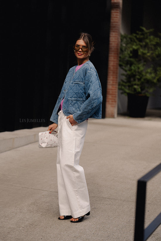 Les Jumelles Margo Denim Padded Jacket Mid Blue