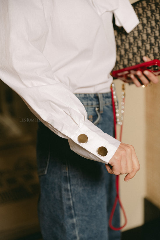 les jumelles Matilda strik blouse wit