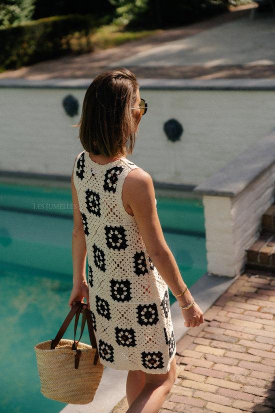 Les Jumelles Metta Jurk Geruit Zwart & Crème