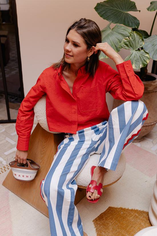 les jumelles Mia cropped shirt rood