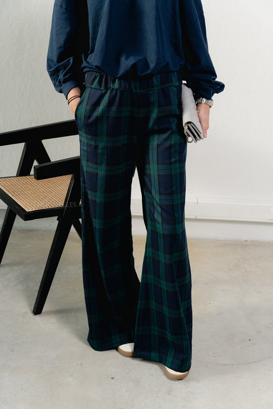 Les Jumelles Milan Checkered Pants Navy/green