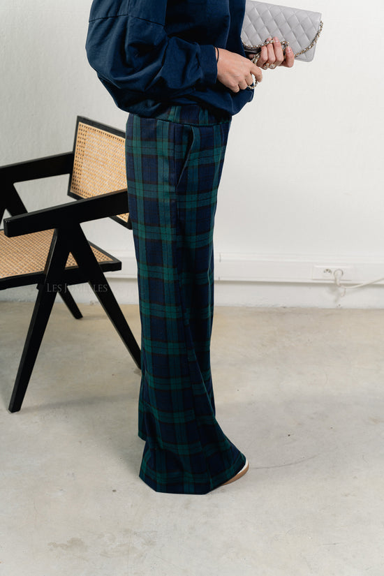 Les Jumelles Milan Checkered Pants Navy/green