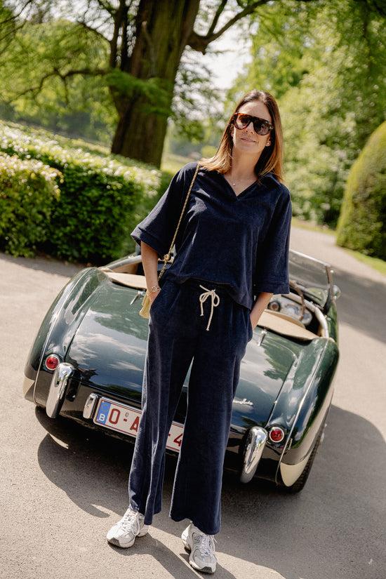 Les Jumelles Miley Badstof Broek Marineblauw