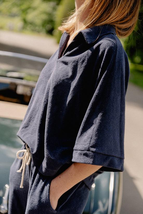 Les Jumelles Miley Badstof Shirt Marineblauw