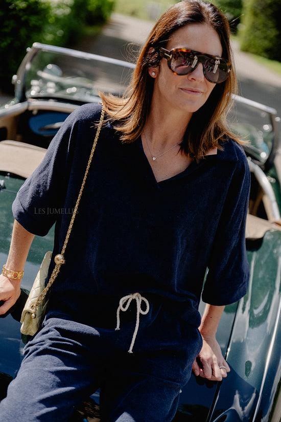 Les Jumelles Miley Badstof Shirt Marineblauw