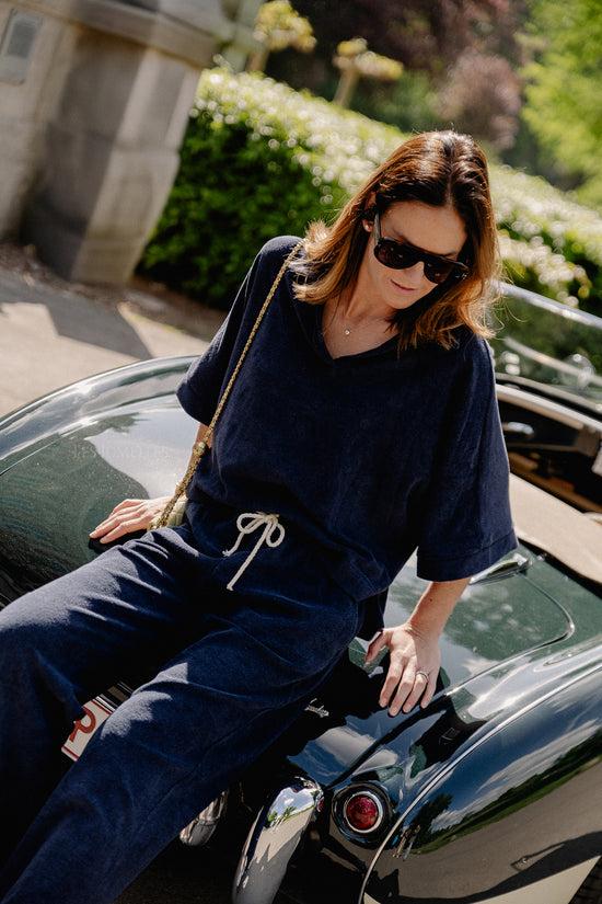 les jumelles Miley badstof shirt marineblauw