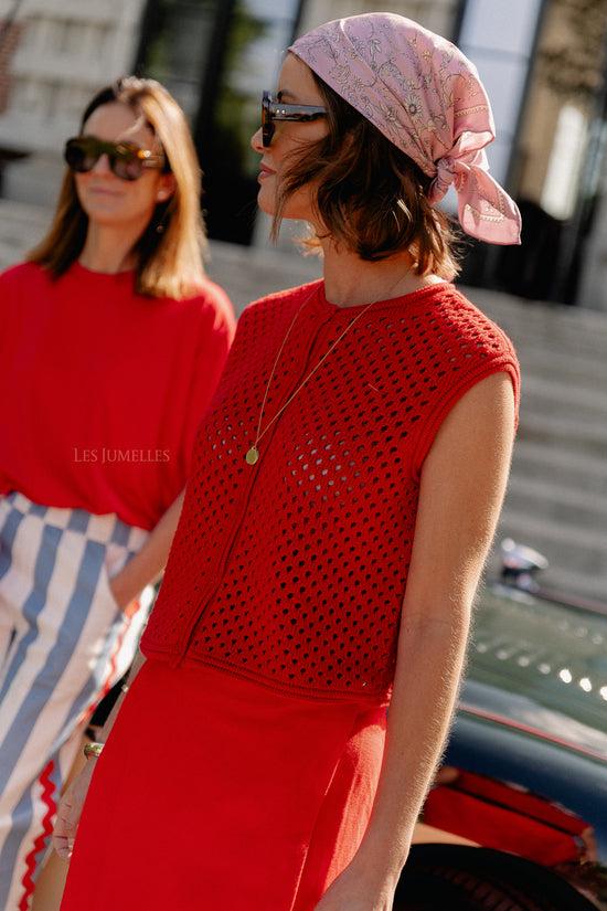 les jumelles Mina top high risk rood