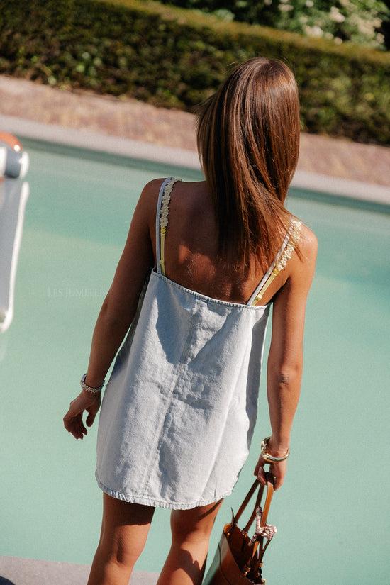 Les Jumelles Nanja Denim Jurk Ultra Lichtblauw
