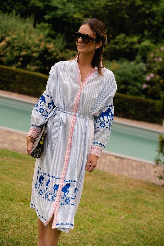 les jumelles Nora geborduurde maxi-jurk multicolor