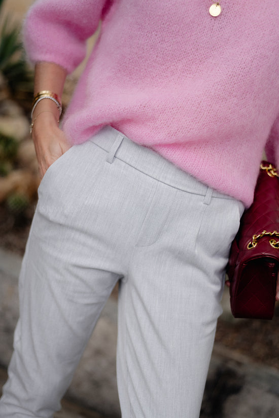 Les Jumelles OBJLisa Slim Pant Light Grey Melange