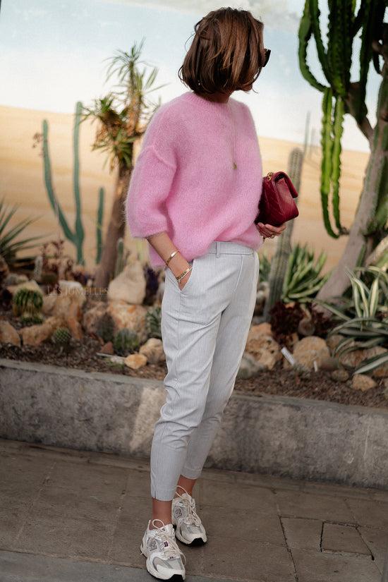 Les Jumelles OBJLisa Slim Pant Light Grey Melange