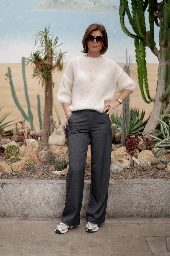 les jumelles OBJLisa wide pant medium grey melange