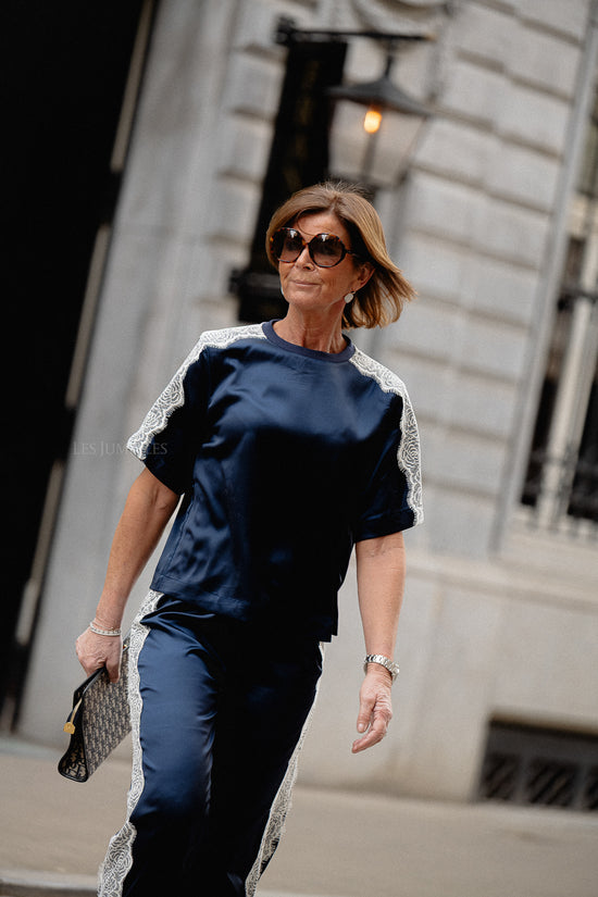 les jumelles OBJRandi SS top dark denim