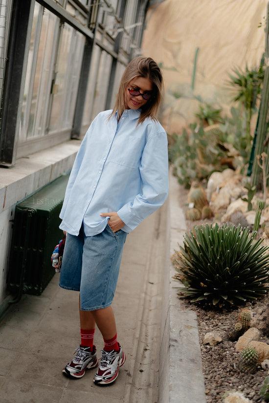 Les Jumelles OBJZane LO L/S Shirt Cornflower Blue