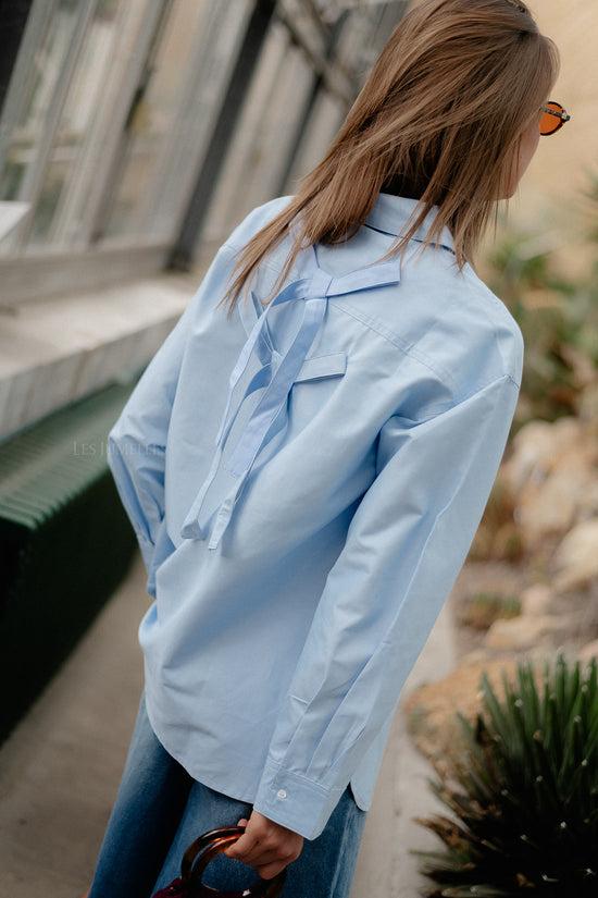 les jumelles OBJZane LO L/S shirt cornflower blue