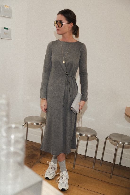 les jumelles Odett jurk donkergrijs melange