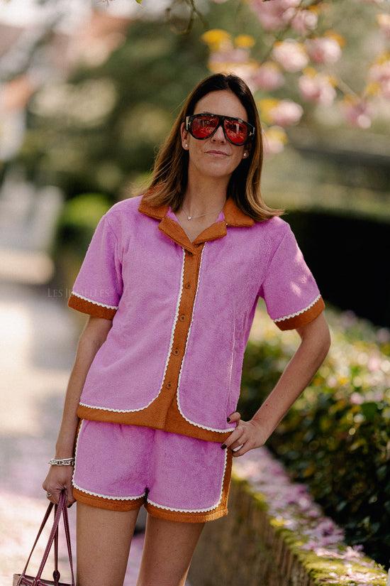 les jumelles Palmer badstof shirt rozenknoproze