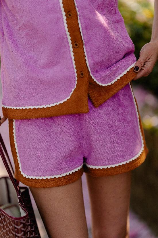 les jumelles Palmer badstof shorts rozenknoproze