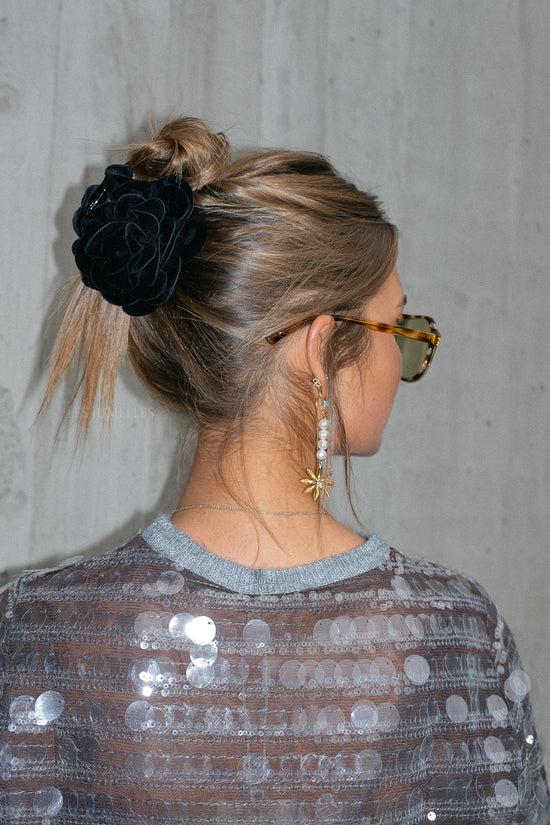 Les Jumelles Peromia Fluwelen Haarklem Zwart