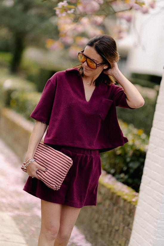 Les Jumelles Pia Toilet Bag Pink/burgundy Stripes