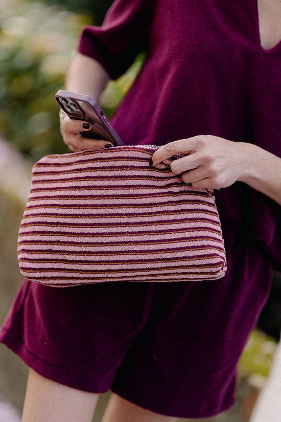 Les Jumelles Pia Toilet Bag Pink/burgundy Stripes