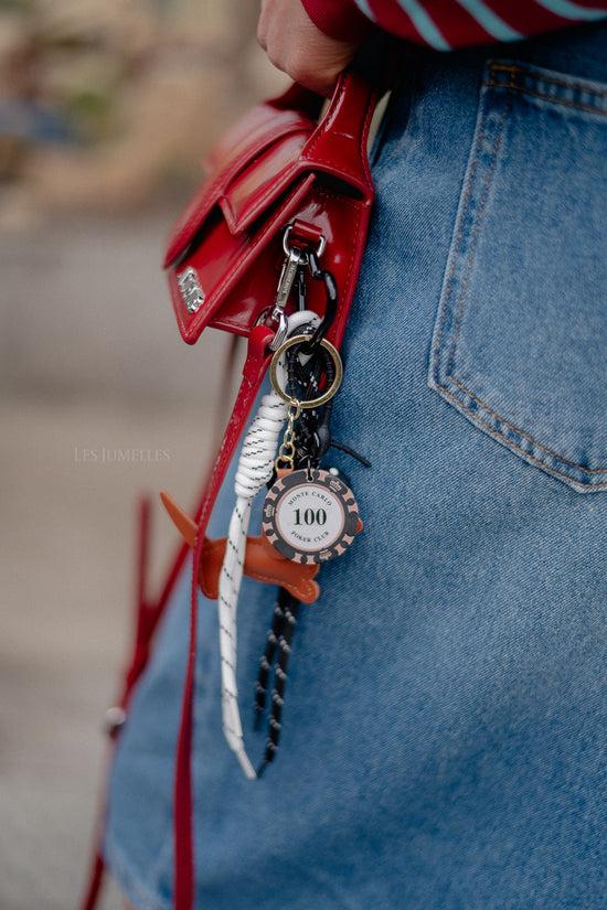 Les Jumelles Poker Club Keychain Black/white