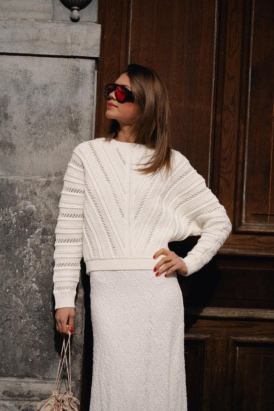 les jumelles Prador openwork jumper offwhite
