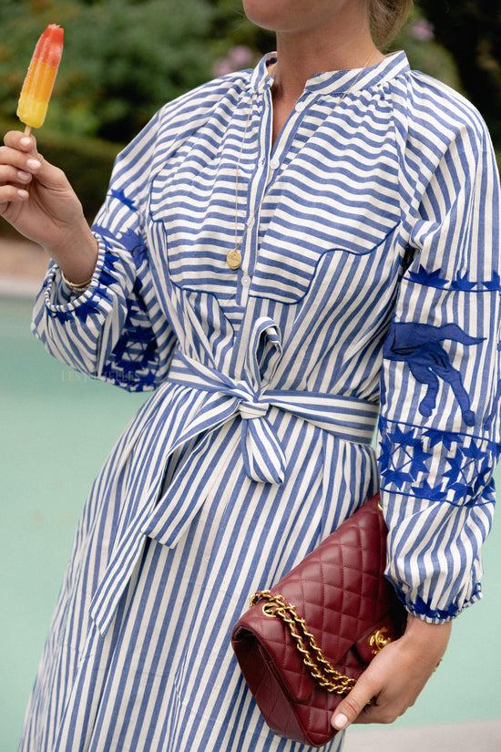 Les Jumelles Quinn Maxi-jurk Met Blauwe Strepen