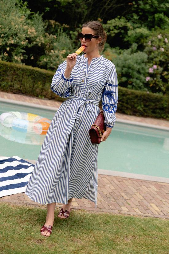 Les Jumelles Quinn Maxi-jurk Met Blauwe Strepen