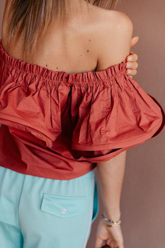 Les Jumelles Rhea One Shoulder Top Mahonie