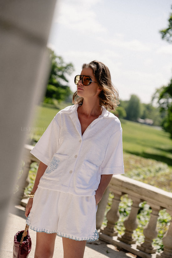 les jumelles Rosalie terry shirt white/blue