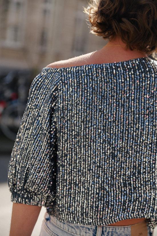Les Jumelles Salda Sequin Blouse Dark Grey