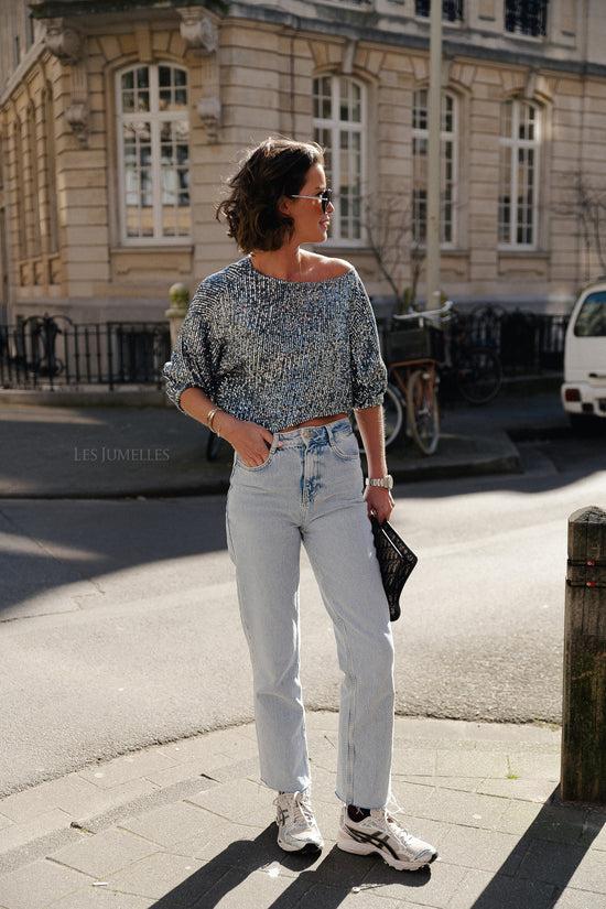 Les Jumelles Salda Sequin Blouse Dark Grey