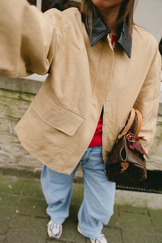 les jumelles Sina jas beige met zwart