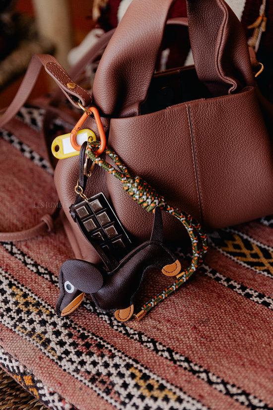 Les Jumelles Sleutelhanger Teckel Khaki/oranje