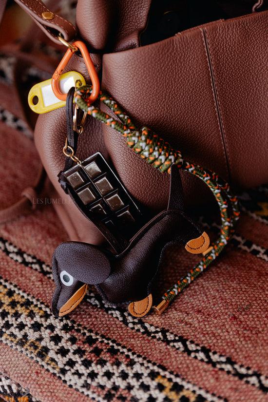 les jumelles Sleutelhanger teckel khaki/oranje