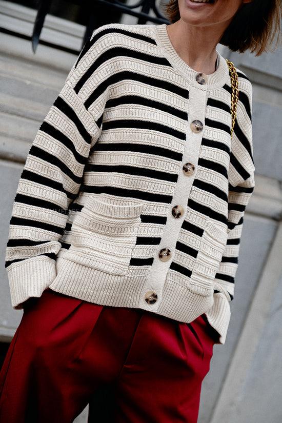 Les Jumelles SLFFina LS Knit Cardigan Birch/black